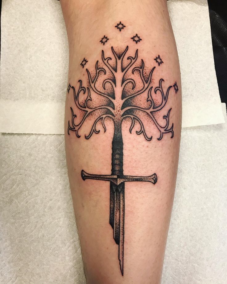 White Tree Of Gondor Shard Of Narsil By Chance Gomez From Collective Tattoo Parlor In Las Vegas