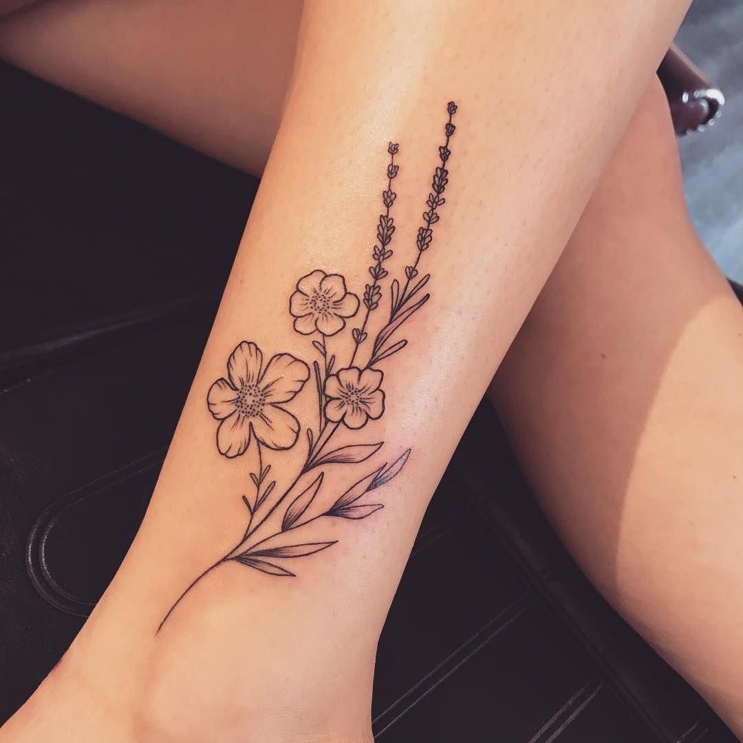 Wildflower Tattoo Design Etsy