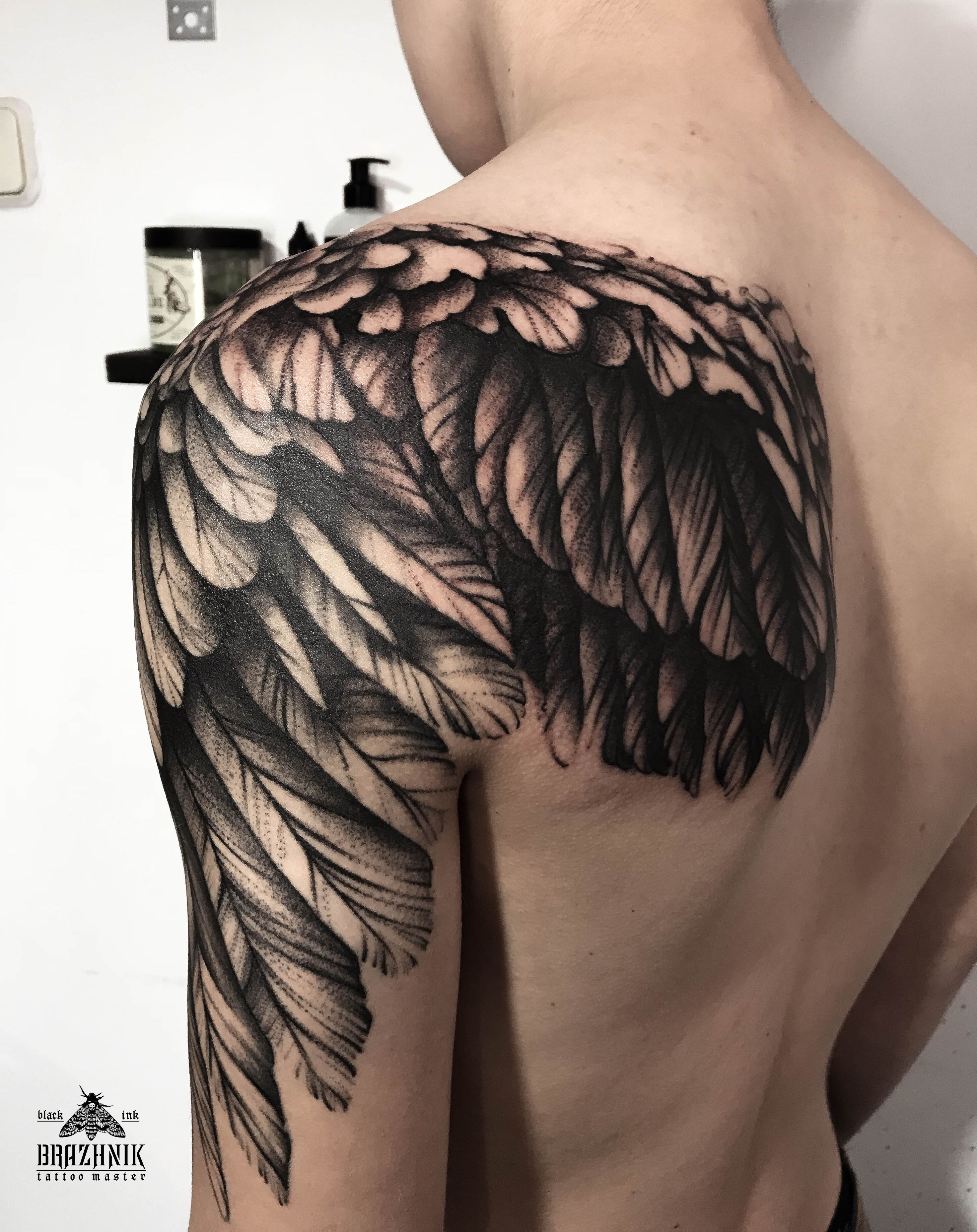 Wing Of A Tattoo Back Of Shoulder Tattoo Shoulder Tattoo Mens Shoulder Tattoo