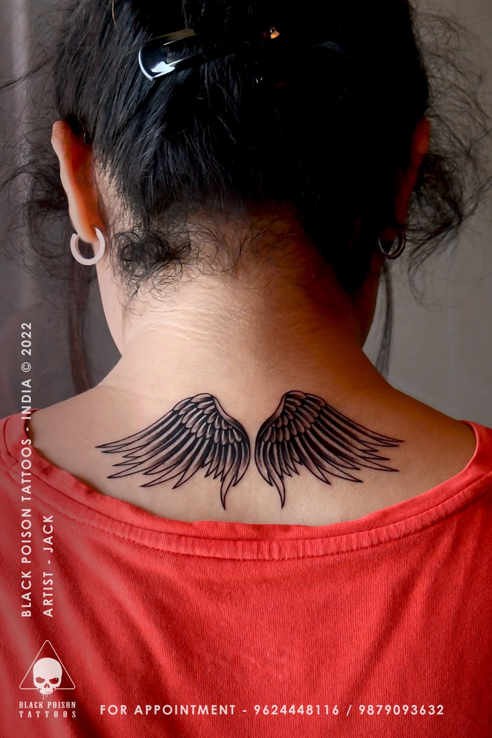 Wings Tattoo On Back Black Poison Tattoos