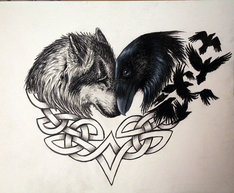 Wolf And Raven Tattoo Design By Alexandrarena Deviantart Com On