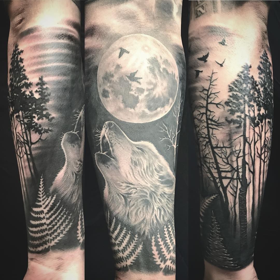 Stunning Wolf Half Sleeve Tattoo Ideas