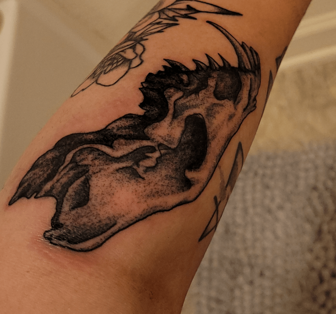 Wolf Skull Done By Mike At Flagstaff Tattoo Company In Flagstaff Az R