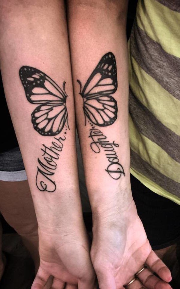 Wrist Mother Daughter Butterfly Tattoo Design Mother Daughter