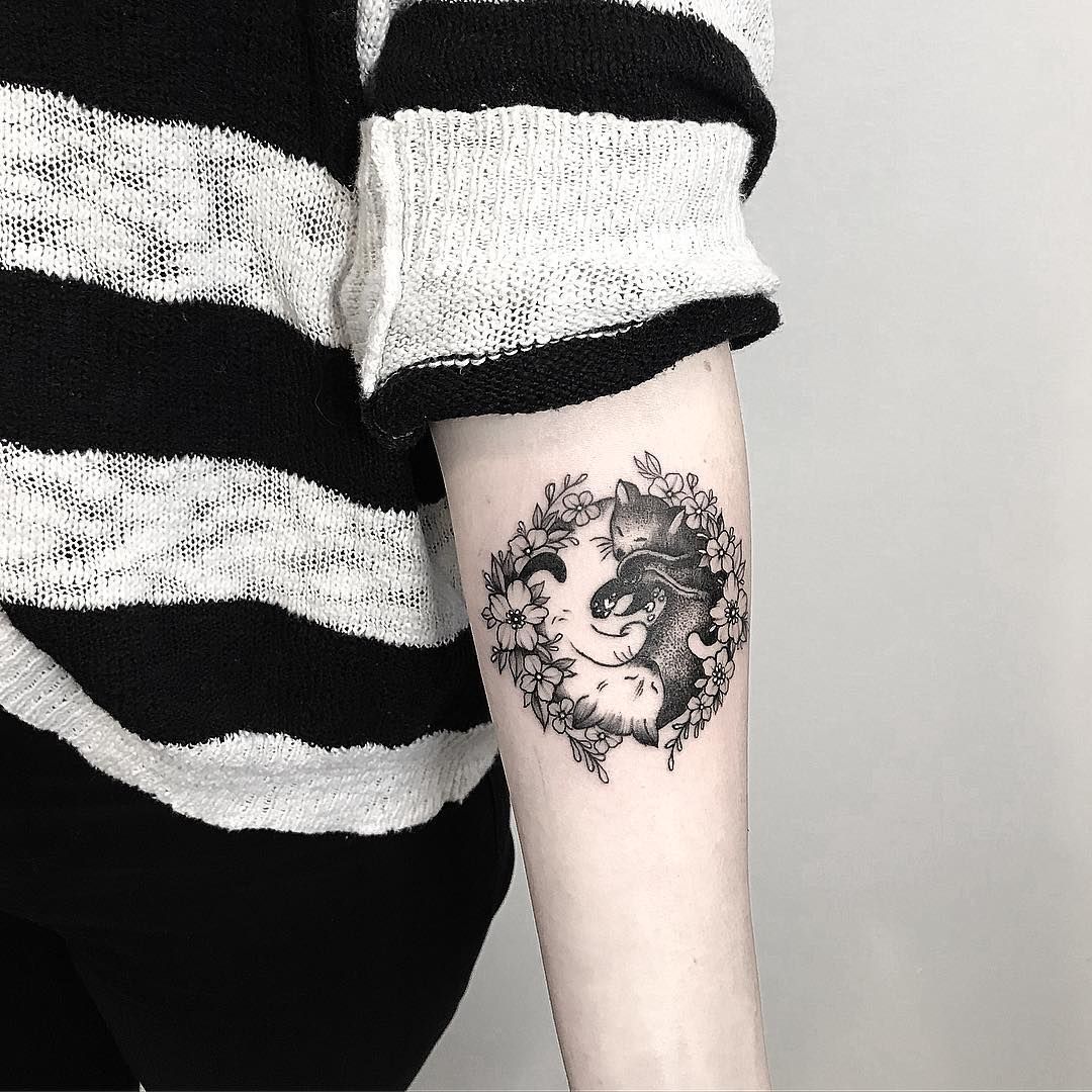 Yin Yang Cats Tattoo Located On The Inner Forearm