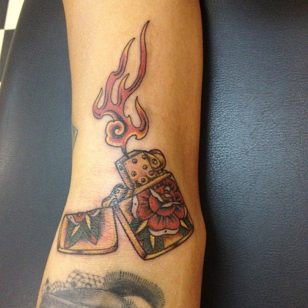 Zippo Lighter Tattoo Art By Instagram Fan Delo Dzhedaya Left Arm